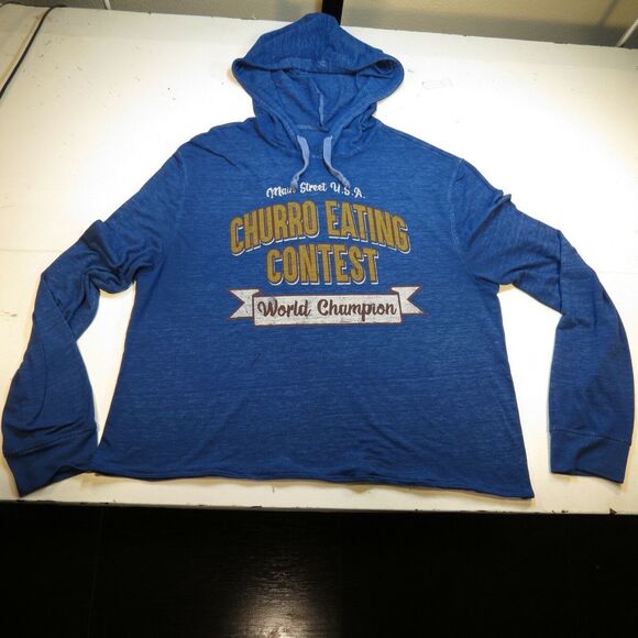 DISNEYLAND CHURRO EATING CONTEST HOODIE HOODED JERSEY SWEATSHIRT Womens L - Picture 1 of 5